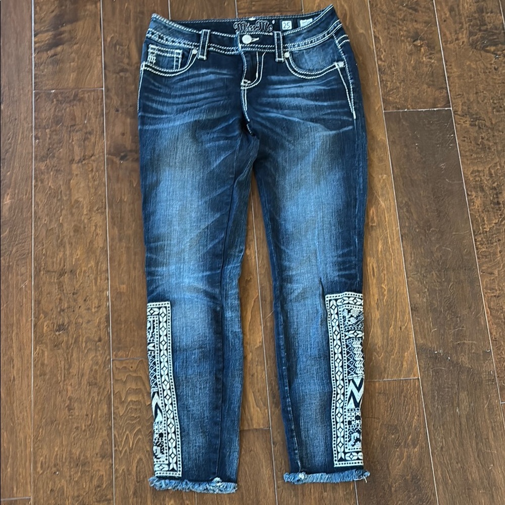 Miss Me Women's Blue Jeans with Embroidered Detail